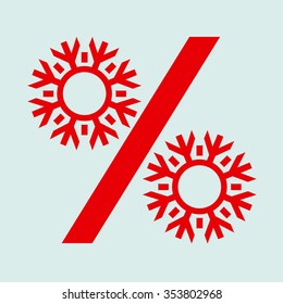 Snowflake percent sale sign.