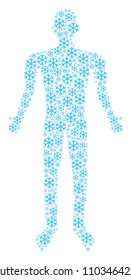Snowflake person avatar. Vector snowflake icons are grouped into human illustration.