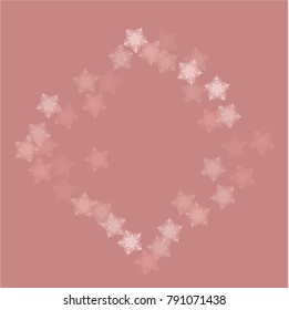 Snowflake pink which consists of isolated elements. Stylish, consist of beautiful  elements in snowflake pink. Can be used as print, wallpaper, cards, poster, logo, background