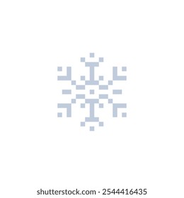 Snowflake pixel art 1-bit icon. Design for greeting card, logo, sticker, web, mobile app.isolated vector illustration. 