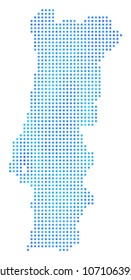 Snowflake Portugal Map. Vector geographic map in blue frost colors. Vector composition of Portugal Map composed of snow crystals.