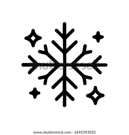 Snowflake radiates winters icy allure. Icon symbol illustration