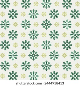 Snowflake rare trendy multicolor repeating pattern vector illustration green design