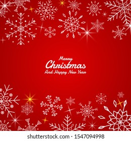 Snowflake red background design shine light with space for your text. vector illustration