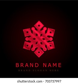 Snowflake red chromium metallic logo