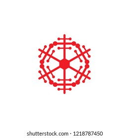 snowflake red icon white background.christmas day.
