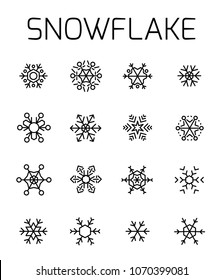 Snowflake related vector icon set. Well-crafted sign in thin line style with editable stroke. Vector symbols isolated on a white background. Simple pictograms.