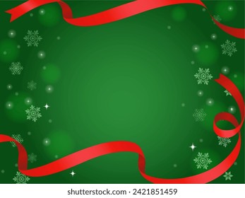 Sombrero de nieve y fondo de cinta verde