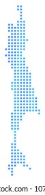 Snowflake Sakhalin Island Map. Vector geographic map in blue frost colors. Vector pattern of Sakhalin Island Map done of snow dots.