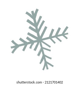 Schneeflocke im skandinavischen Stil, flache Vektorgrafik einzeln auf weißem Hintergrund. Handgezeichneter Schneeflocken mit Textur, kaltes Winterwetterelement.