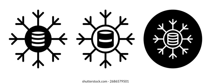 Glifo de Colección de icono de esquema de copo de nieve y Ilustración vectorial mixta