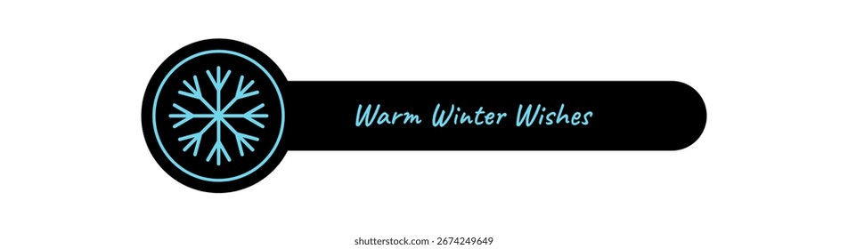 Ícone de rótulo de selo floco de neve com contorno azul e preto para tampa de caixa. Ornamento redondo em xmas frios e estilo de férias, design de inverno gelado para o pacote ou fechamento de círculo na decoração sazonal.