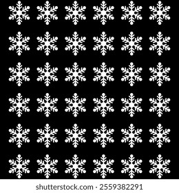 Snowflake seamless background pattern,minimalist,unique,isolated on black background,can be for paper or decoration concept