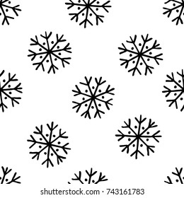 snowflake seamless doodle pattern