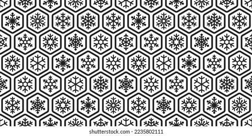 Snowflake seamless pattern Christmas hexagon honeycomb vector snow Santa Claus scarf isolated cartoon gift wrapping paper repeat wallpaper tile background illustration doodle design