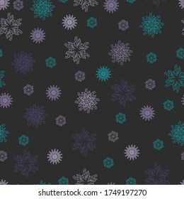 Snowflake seamless pattern. Christmas and new year concept. For fabric, cloth design, wallpaper, gift wrap. All elements are not cropped and hidden under mask. 
