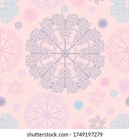 Patrón sin fisuras de copo de nieve. Navidad y concepto de año nuevo. Para tela, diseño de tela, papel pintado, envoltura de regalo. Todos los elementos no se recortan ni se ocultan bajo la máscara. 