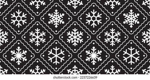 Snowflake seamless pattern Christmas vector snow Santa Claus diamond scarf isolated cartoon gift wrapping paper repeat wallpaper tile background illustration doodle design
