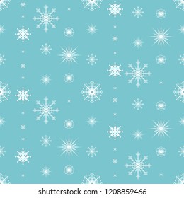 Snowflake seamless pattern. Christmas and winter background. Xmas print. Vector illustration.