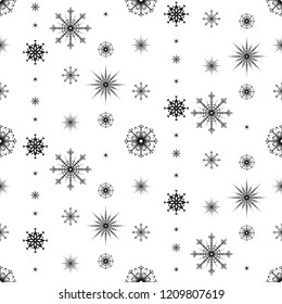 Snowflake seamless pattern. Christmas and winter background. Xmas print. Vector illustration.