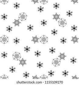 Snowflake seamless pattern. Fashion graphic background design. Modern stylish abstract texture. Monochrome template for prints, textiles, wrapping, wallpaper, website. Vector illustration