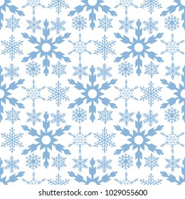 Snowflake seamless pattern Merry Christmas and Happy New Year winter holiday background decorative paper vector illustration. Festive textile xmas abstract wrapping greeting ornament.