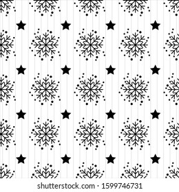 Snowflake seamless pattern Merry Christmas and Happy New Year winter holiday background decorative paper vector illustration. Festive textile xmas abstract wrapping greeting ornament. snowflake with