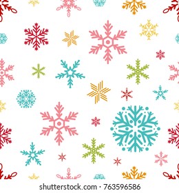 Snowflake seamless pattern Merry Christmas and Happy New Year winter holiday background decorative paper vector illustration. Festive textile xmas abstract wrapping greeting ornament.