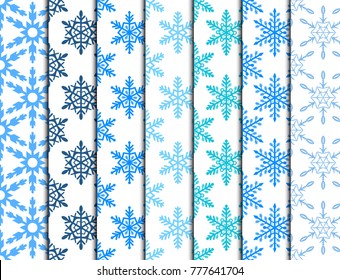 Snowflake seamless pattern Merry Christmas and Happy New Year winter holiday snow background decorative paper flake vector illustration. Festive textile xmas abstract wrapping greeting ornament.