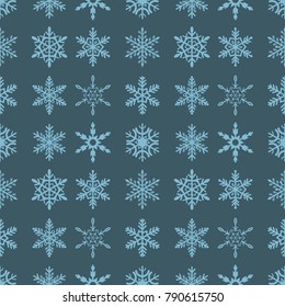 Snowflake seamless pattern Merry Christmas and Happy New Year winter holiday background decorative paper vector illustration. Festive textile xmas abstract wrapping greeting ornament.
