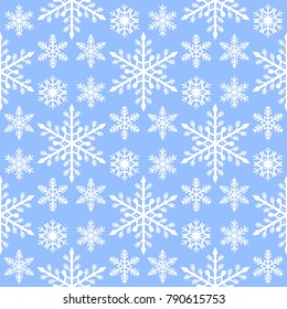 Snowflake seamless pattern Merry Christmas and Happy New Year winter holiday background decorative paper vector illustration. Festive textile xmas abstract wrapping greeting ornament.