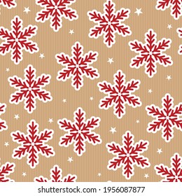 snowflake seamless pattern on kraft paper look background