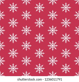 snowflake seamless pattern on red background 
