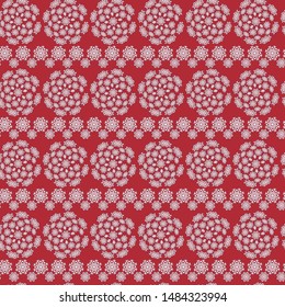 snowflake seamless pattern on red background vector image