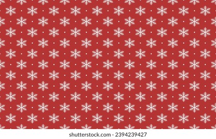 Snowflake seamless pattern on red background. Vector Illustration.