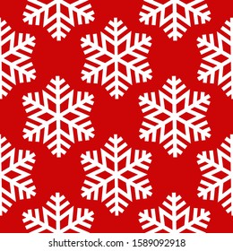 Snowflake Seamless Pattern with Red Background