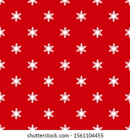 Snowflake seamless pattern Simple winter  background with Santa Scarf Red Design. Holiday Wallpaper Christmas Snow Vector illustration.