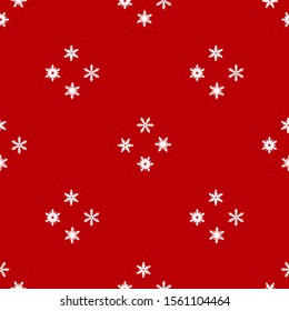 Snowflake seamless pattern Simple winter  background with Santa Scarf Red Design. Holiday Wallpaper Christmas Snow Vector illustration.