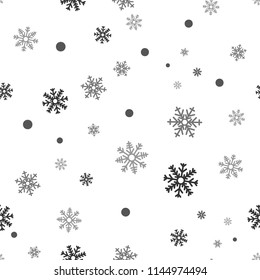Snowflake seamless pattern. Snow on white background. Abstract wallpaper, wrapping decoration. Symbol winter, Merry Christmas holiday, Happy New Year celebration Vector illustration