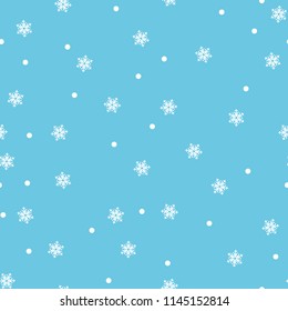 Snowflake seamless pattern. Snow on white background. Abstract wallpaper, wrapping decoration. Symbol winter, Merry Christmas holiday, Happy New Year celebration Vector illustration