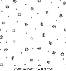 Snowflake seamless pattern. Snow on white background. Abstract wallpaper, wrapping decoration. Symbol winter, Merry Christmas holiday, Happy New Year celebration Vector illustration