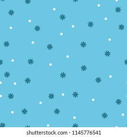 Snowflake seamless pattern. Snow on white background. Abstract wallpaper, wrapping decoration. Symbol winter, Merry Christmas holiday, Happy New Year celebration Vector illustration