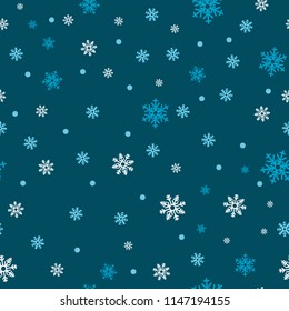 Snowflake seamless pattern. Snow on white background. Abstract wallpaper, wrapping decoration. Symbol winter, Merry Christmas holiday, Happy New Year celebration Vector illustration