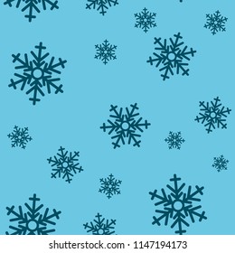 Snowflake seamless pattern. Snow on white background. Abstract wallpaper, wrapping decoration. Symbol winter, Merry Christmas holiday, Happy New Year celebration Vector illustration