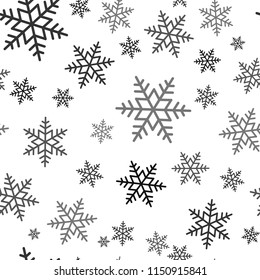 Snowflake seamless pattern. Snow on white background. Abstract wallpaper, wrapping decoration. Symbol winter, Merry Christmas holiday, Happy New Year celebration Vector illustration