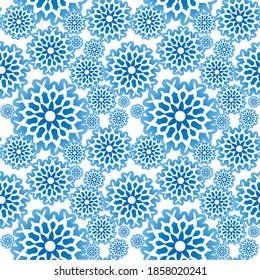 Snowflake seamless pattern. Snow pattern with snowflakes. Festive Christmas and New Year background. Winter vector stock illustration