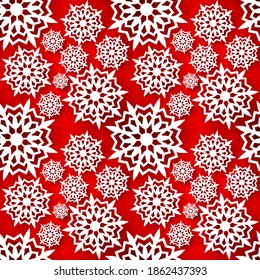 Snowflake seamless pattern. Snow pattern with snowflakes. Festive Christmas and New Year background. Winter vector stock illustration