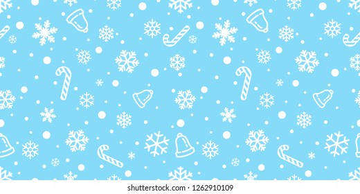 Snowflake seamless pattern vector Christmas snow Xmas Santa Claus candy cane bell scarf isolated repeat wallpaper tile background illustration gift wrapping paper