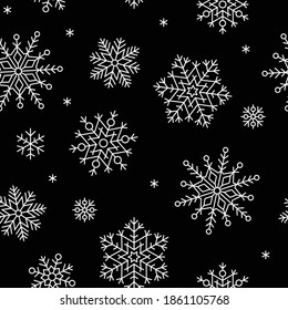 Snowflake seamless pattern vector illustration. Winter background repeat ornament with snow flakes sparkle frozen. Holiday texture design for presents paper wrap, fabric prints and wallpaper decor