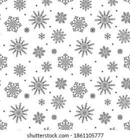 Snowflake seamless pattern vector illustration. Winter background repeat ornament with snow flakes sparkle frozen. Holiday texture design for presents paper wrap, fabric prints and wallpaper decor